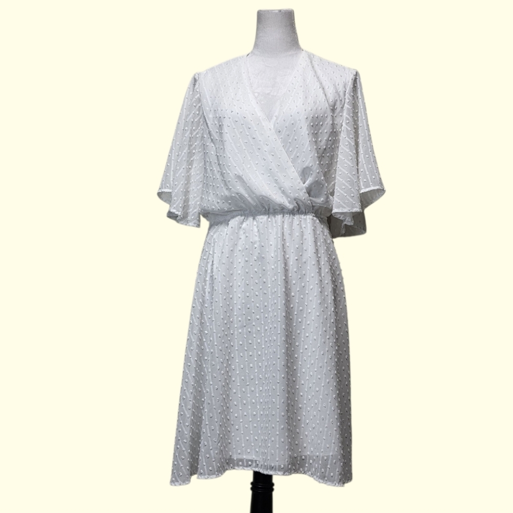 Missky Swiss Dot Mini Dress Wrap Top Fully Lined Size 2XL